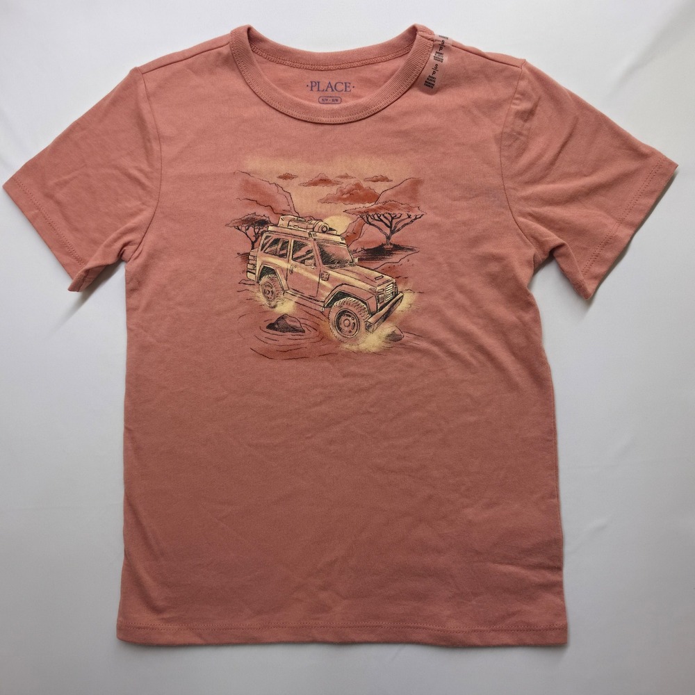 The Childrens Place Boys S 5/6 Off Road Safari Graphic Tee Clay Short Sleeve NWT